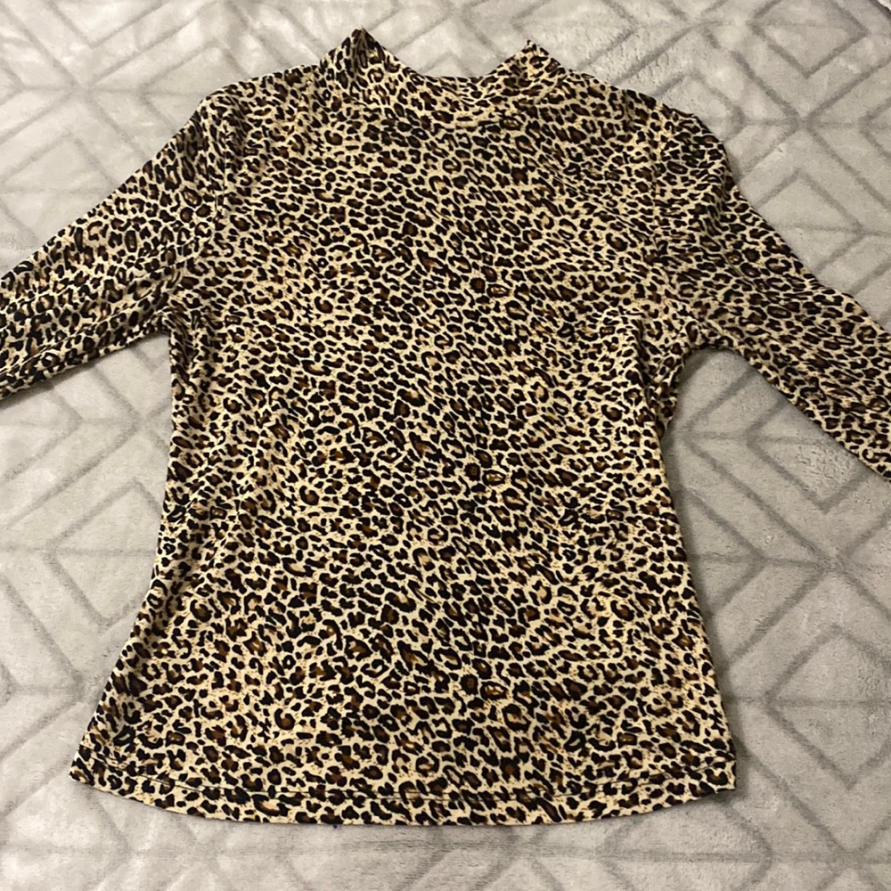 COPY - cheetah print mock neck top